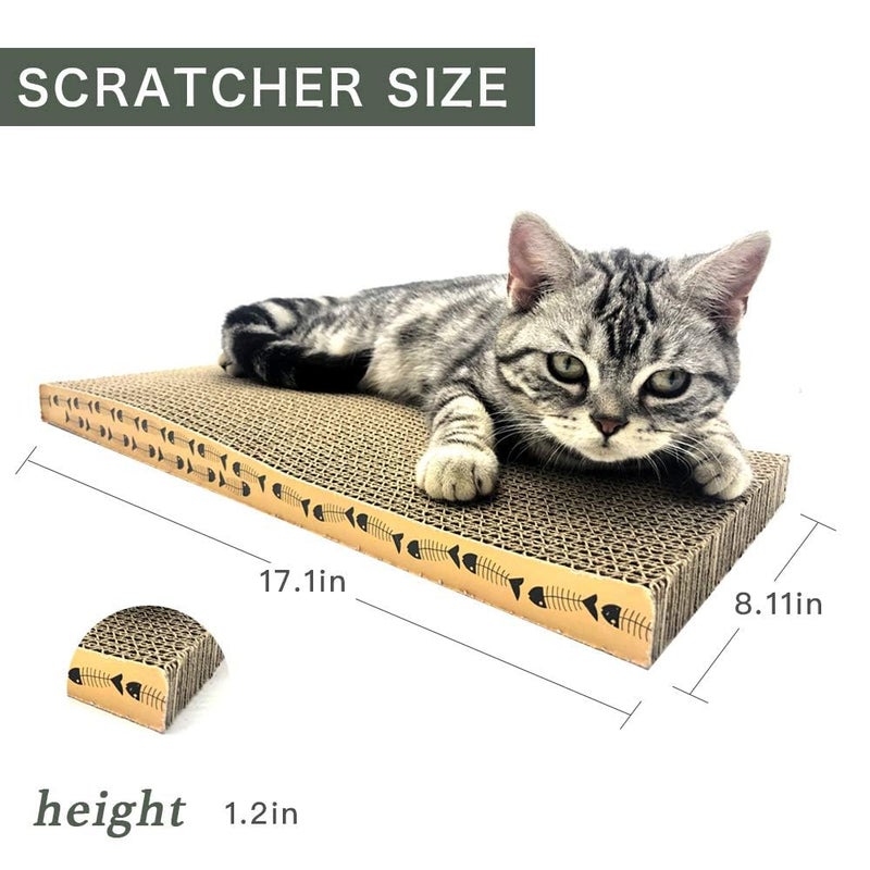 MECOOL Cat Scratcher Cardboard Scratching Pads Scratch Lounge Bed with Catnip 3PCS Reversible Corrugated Cardboard with Scratch Box - Image 3